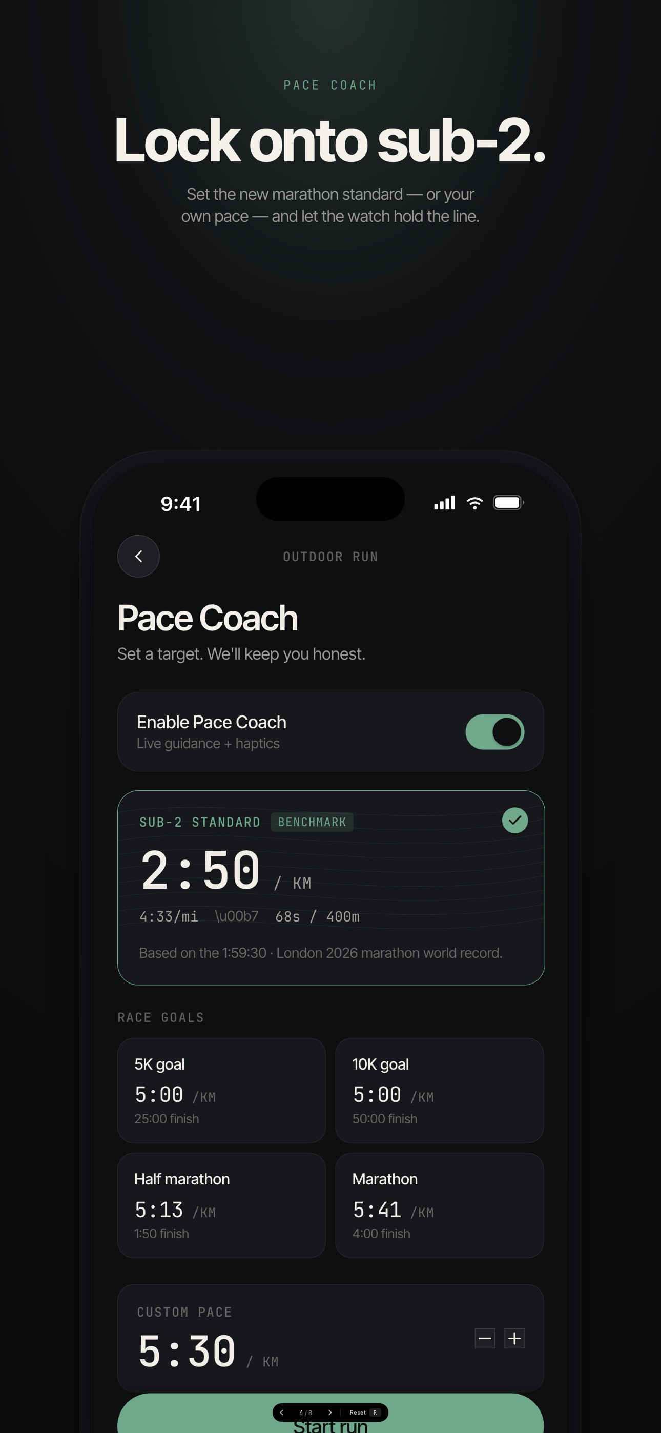Pace Coach setup